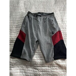 Rocawear Mens Sweat Shorts Gray Red Black‎ Color Block Size S Athletic Casual